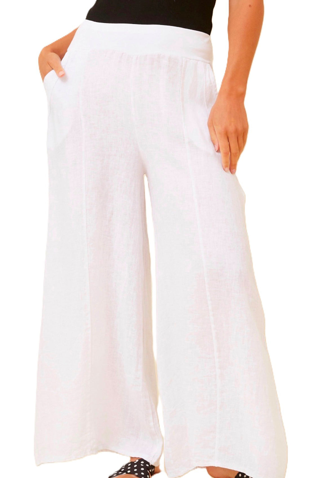 Amilita white pants casual made in Italy Cleveland Markets Bayside fashion It's All About You Boutique 