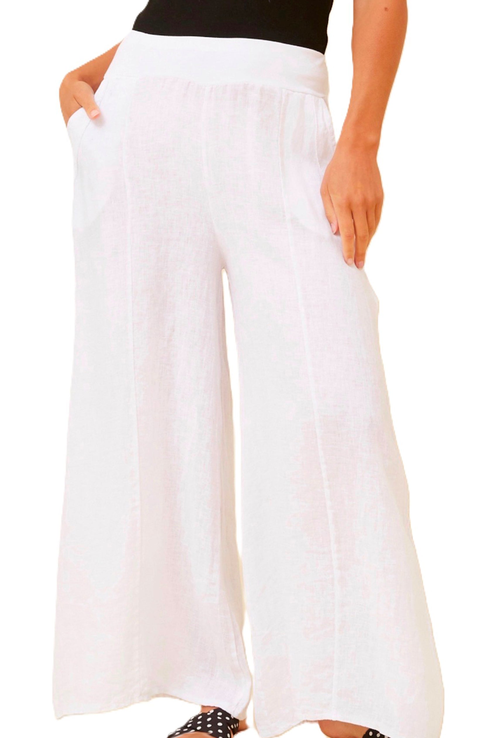 Amilita white pants casual made in Italy Cleveland Markets Bayside fashion It's All About You Boutique 