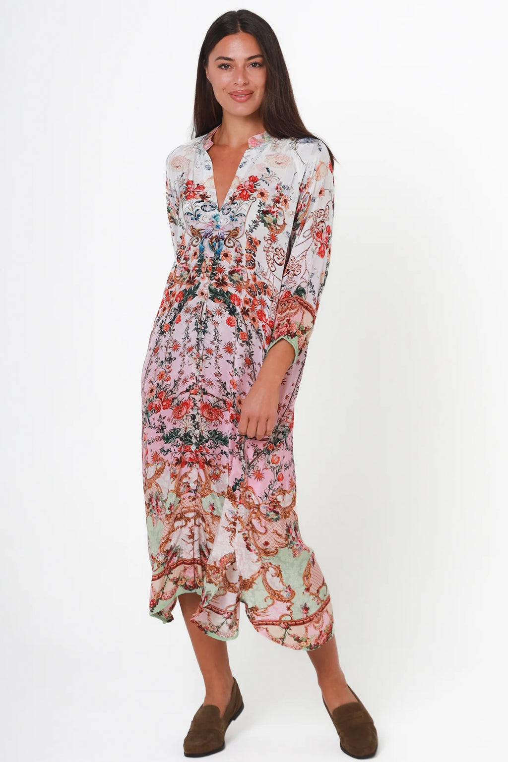 Awaken Dress It's All About You Boutique Lightweight Flowing Cleveland Markets Fashion Pink Green Local Classy