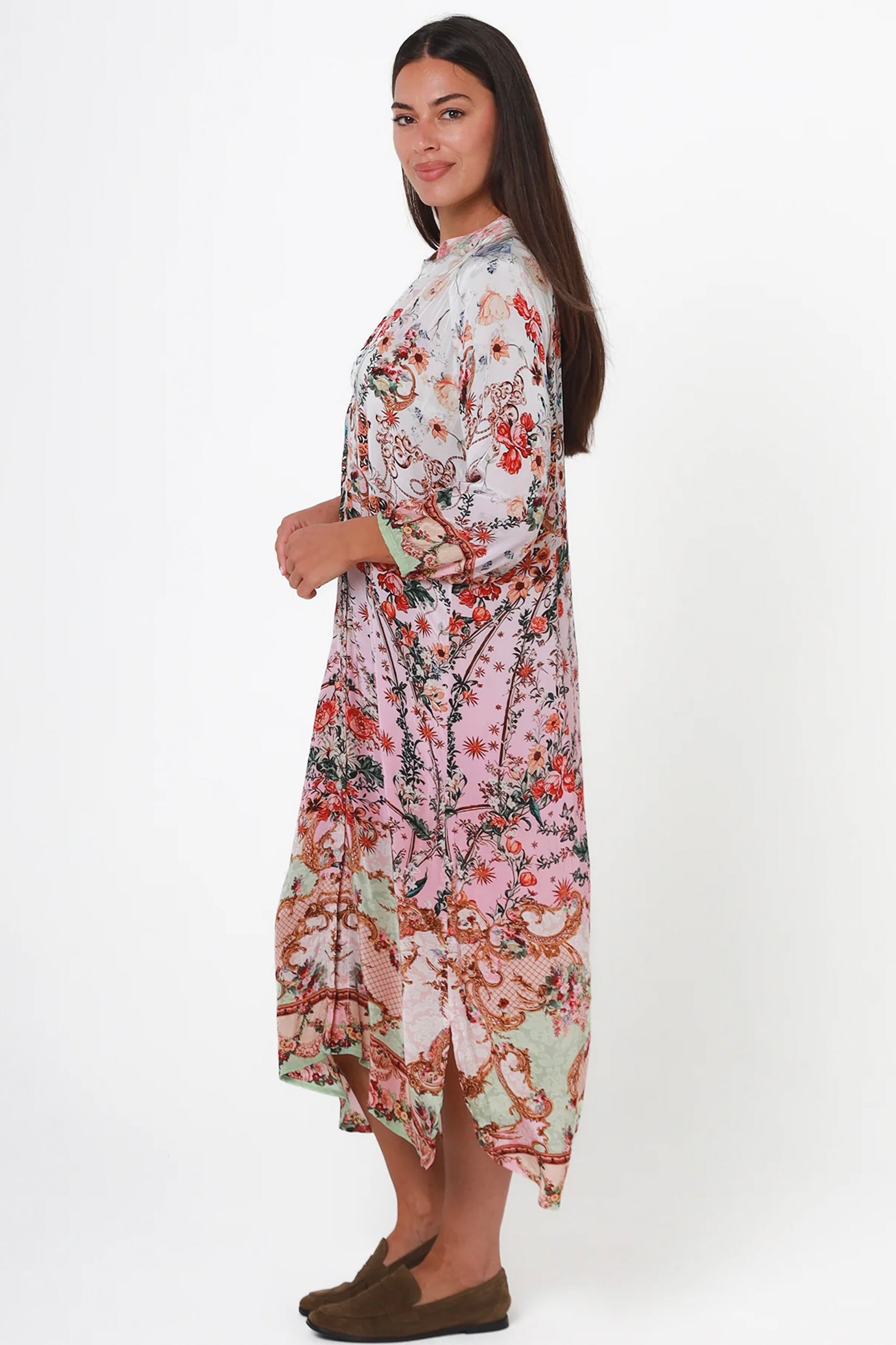 Awaken Dress It's All About You Boutique Lightweight Flowing Cleveland Markets Fashion Pink Green Local Classy