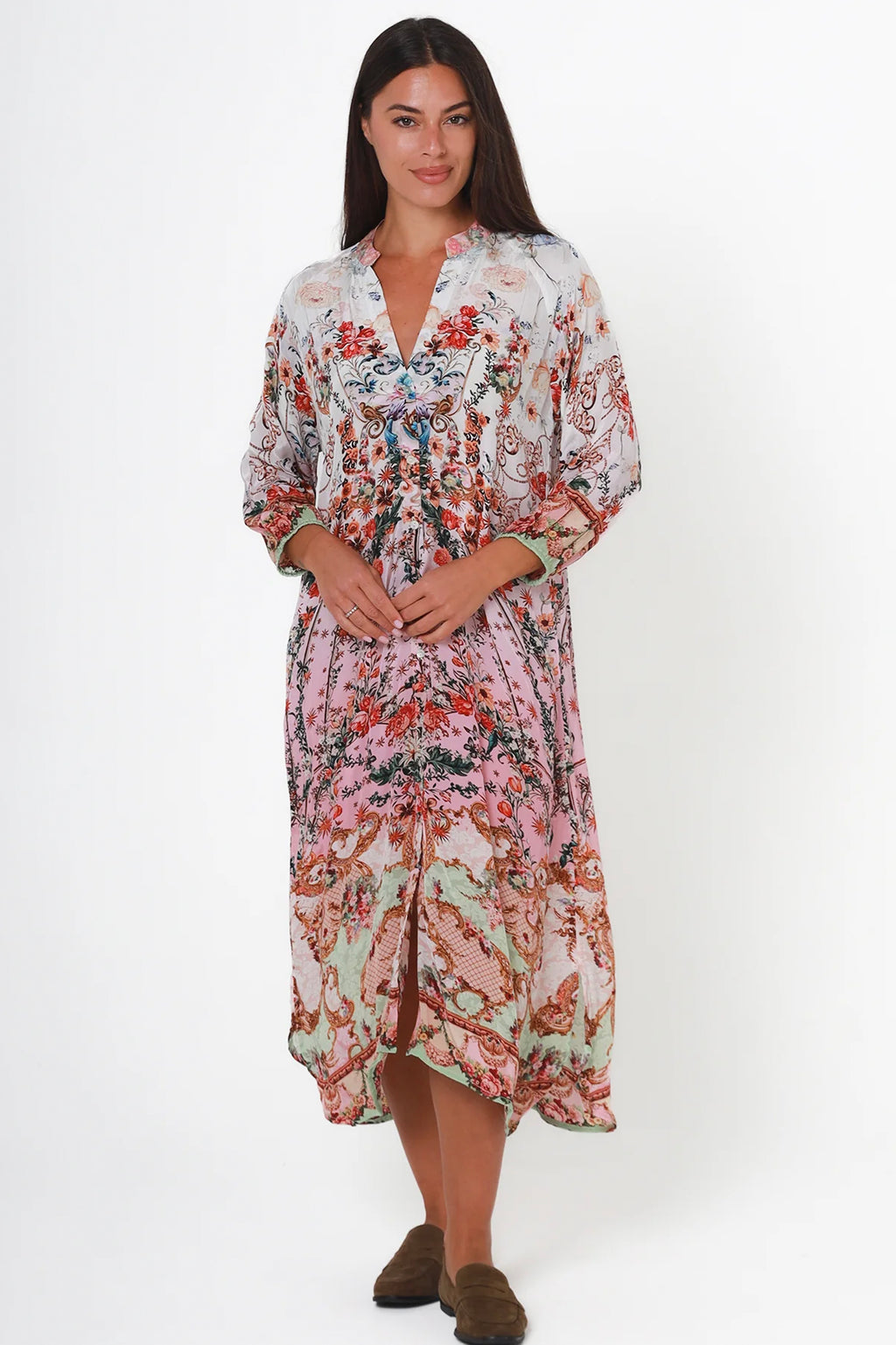 Awaken Dress It's All About You Boutique Lightweight Flowing Cleveland Markets Fashion Pink Green Local Classy