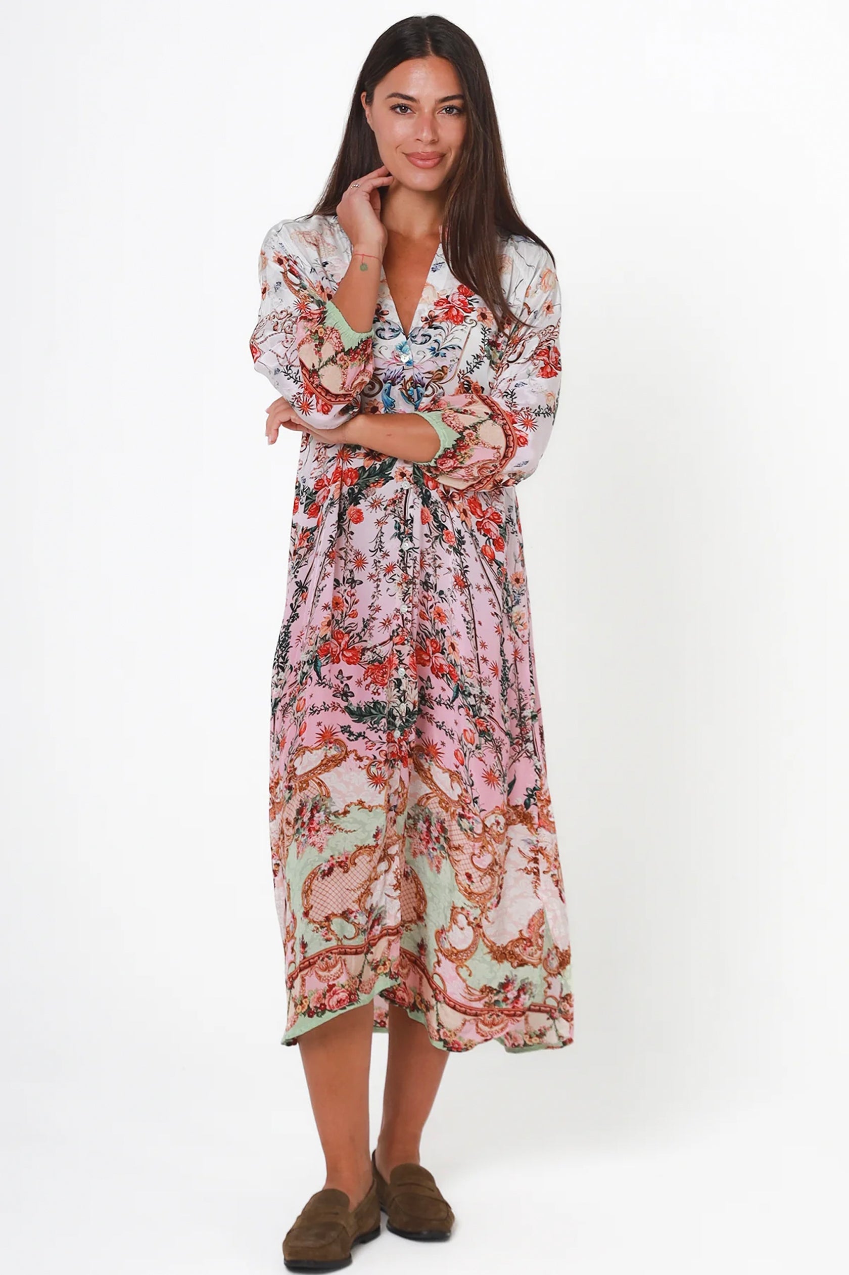 Awaken Dress It's All About You Boutique Lightweight Flowing Cleveland Markets Fashion Pink Green Local Classy