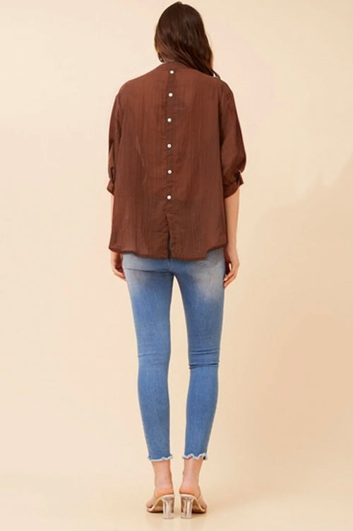 Brown Button Top Cleveland Markets It's All About You Boutique Redlands Fashion Best Selling