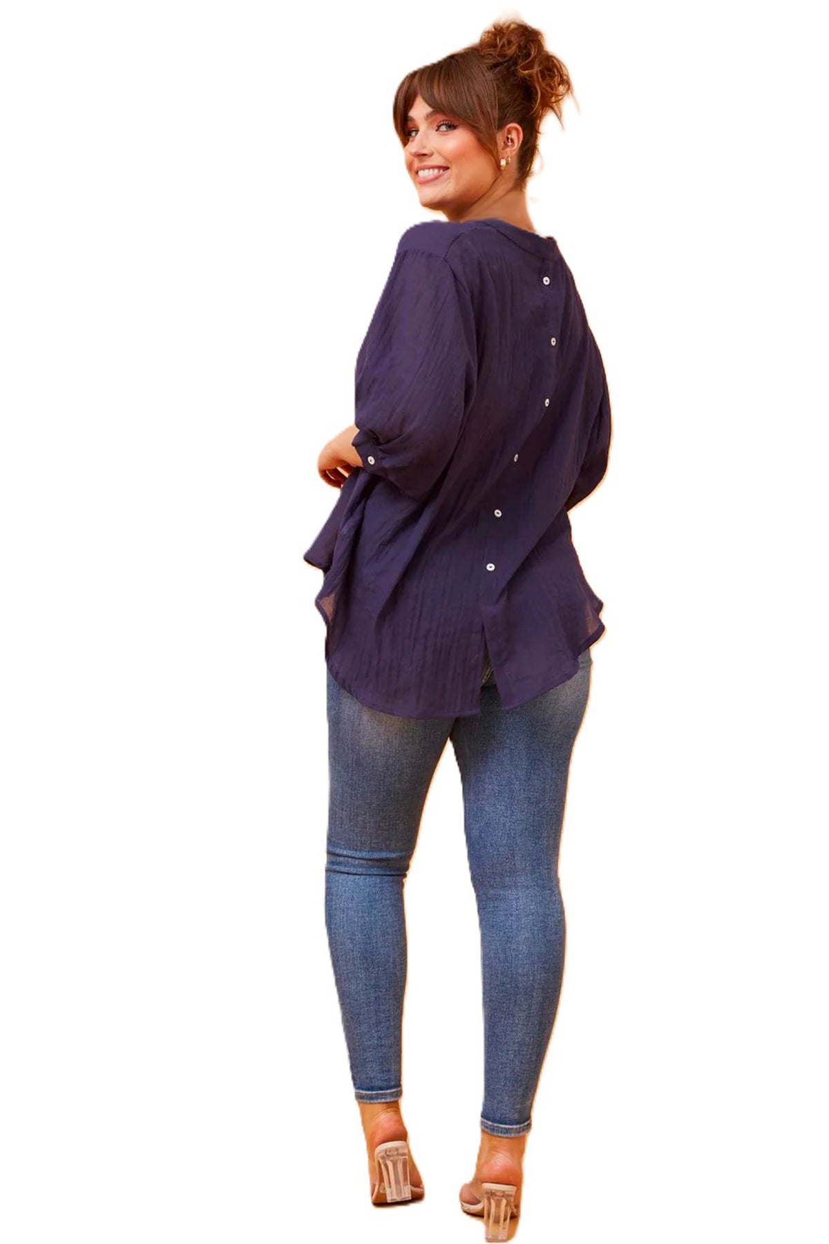 Navy Button Top Cleveland Markets It's All About You Boutique Redlands Fashion Best Selling