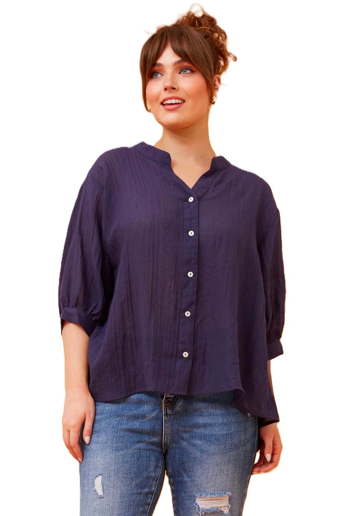 Bella Boheme Self Styler Adorne Vine Apparel Blue Bungalow Salty Crush Out With Audrey Billie J Manfred Boutique Cleveland markets Women's Clothing Top