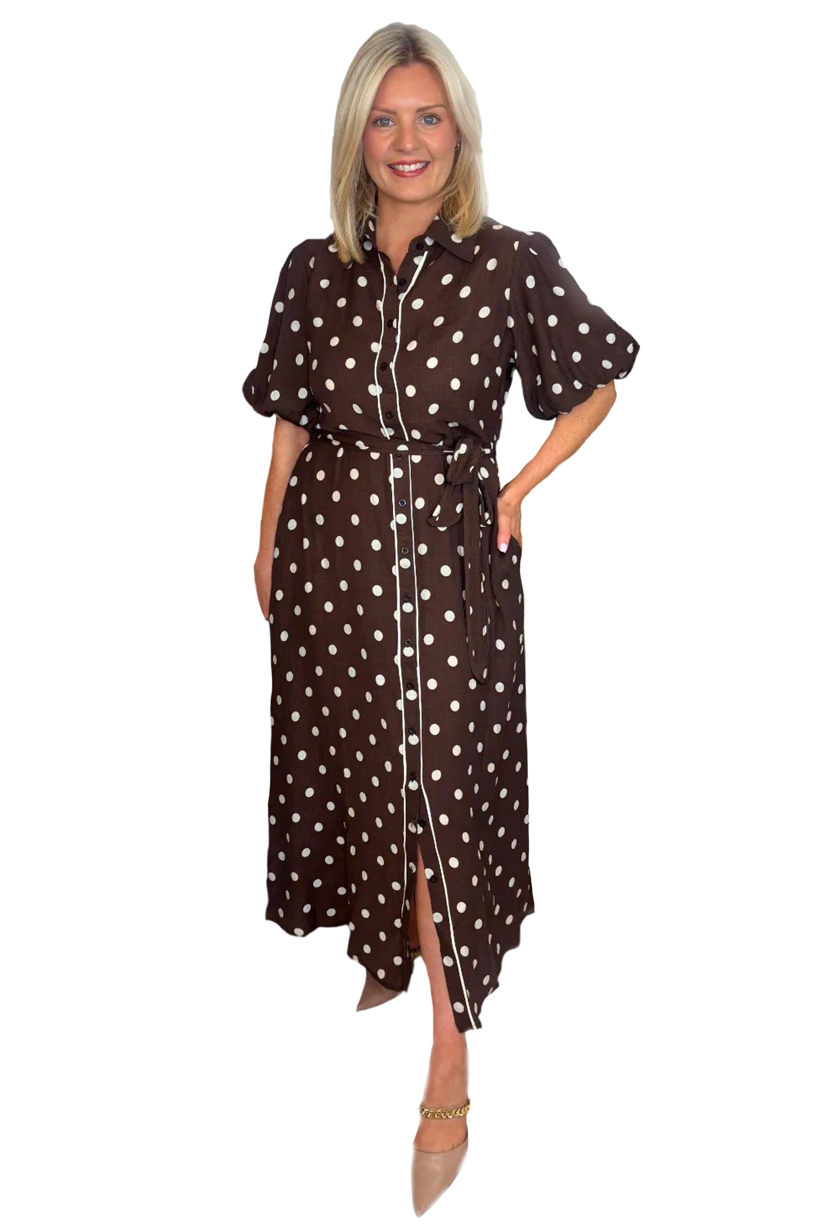 Cleveland Markets fashion polka dot dress long Redlands fashion It's All About You Boutique