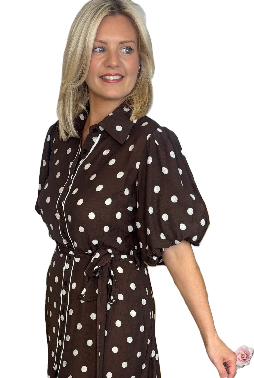 Tessa Maxi Shirt Dress in Chocolate Polka Dot