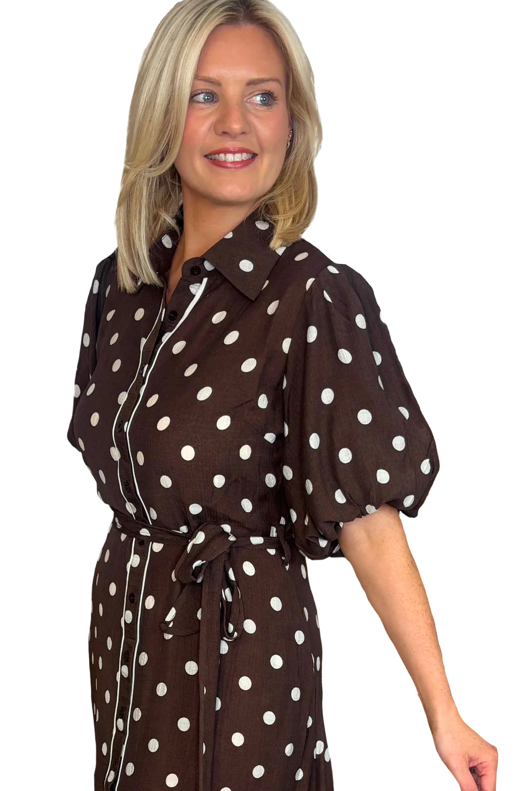 Cleveland Markets fashion polka dot dress long Redlands fashion It's All About You Boutique