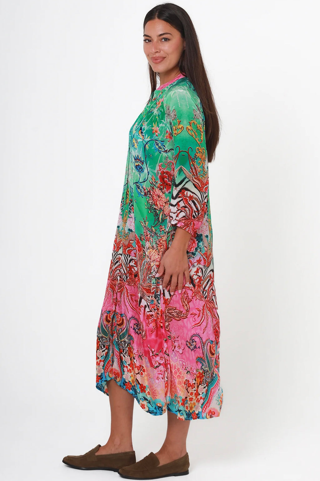 Rachel dress mid length Australian business floral pink green blue red Cleveland markets Its All About You Boutique 