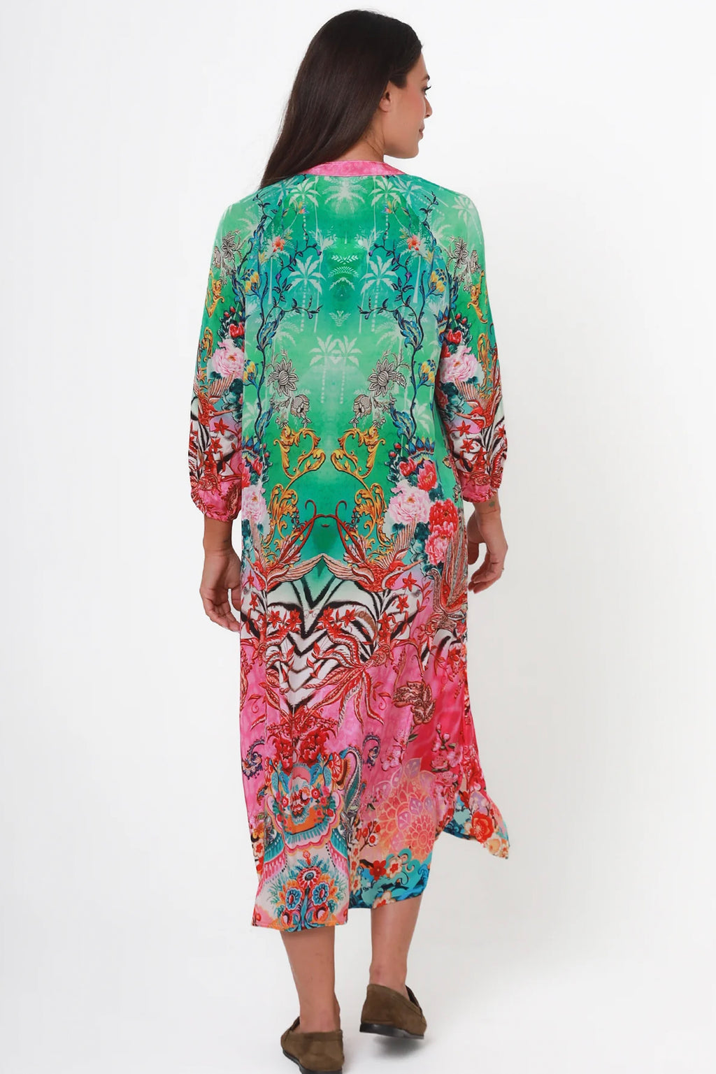 Rachel dress mid length Australian business floral pink green blue red Cleveland markets Its All About You Boutique 
