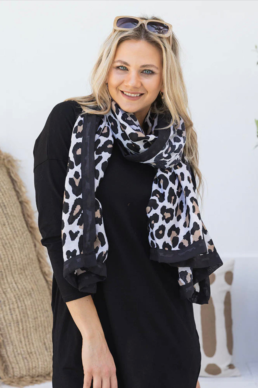 Scarf - Leopard Print Black Border
