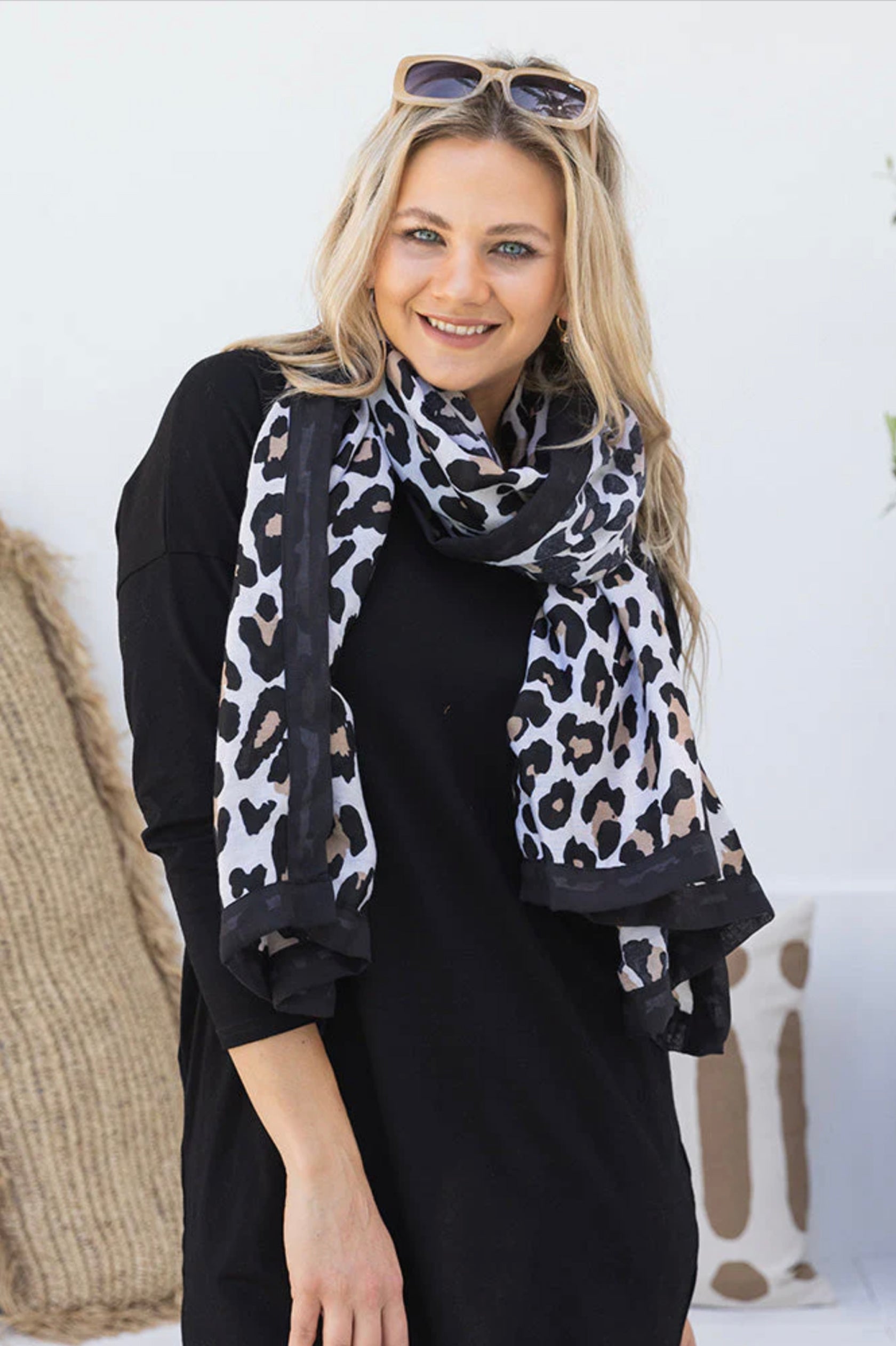 Scarf - Leopard Print Black Border