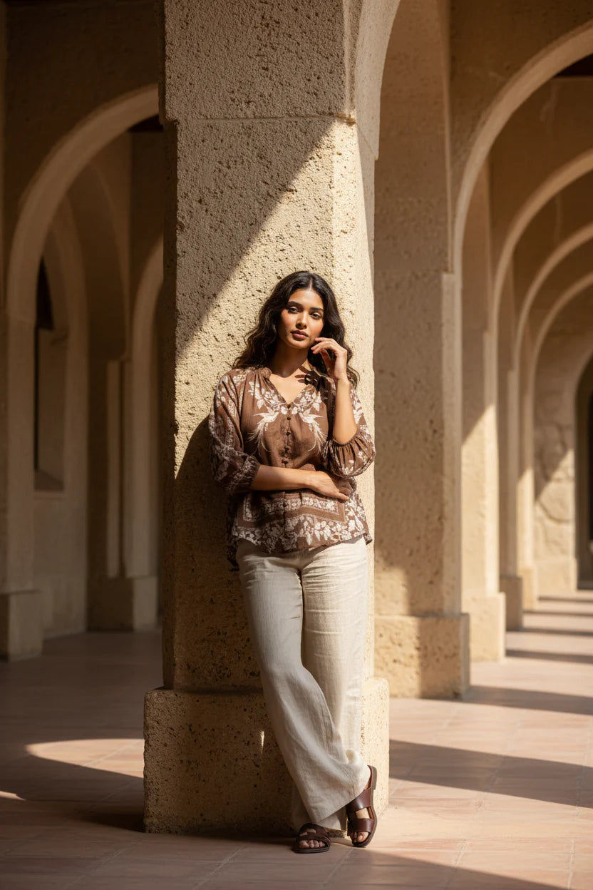 Shena Top - Brown